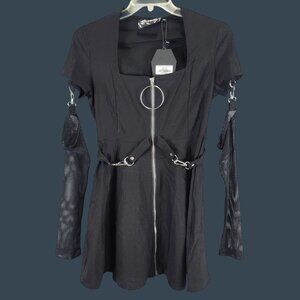 Women's Killstar Anti Everything Zip Dress Black Size Large